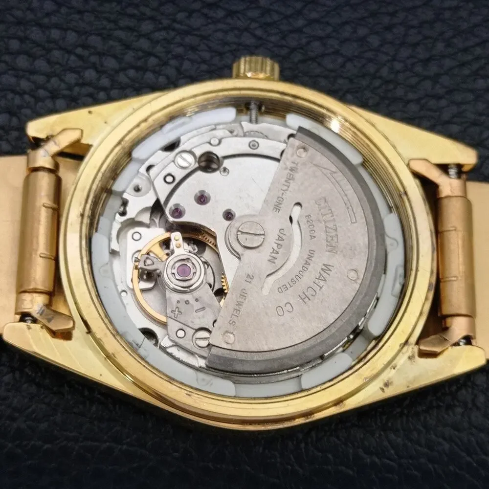 Vintage 1989 Citizen Automatic Mens Gold Watch W/daydate & Gold Accents